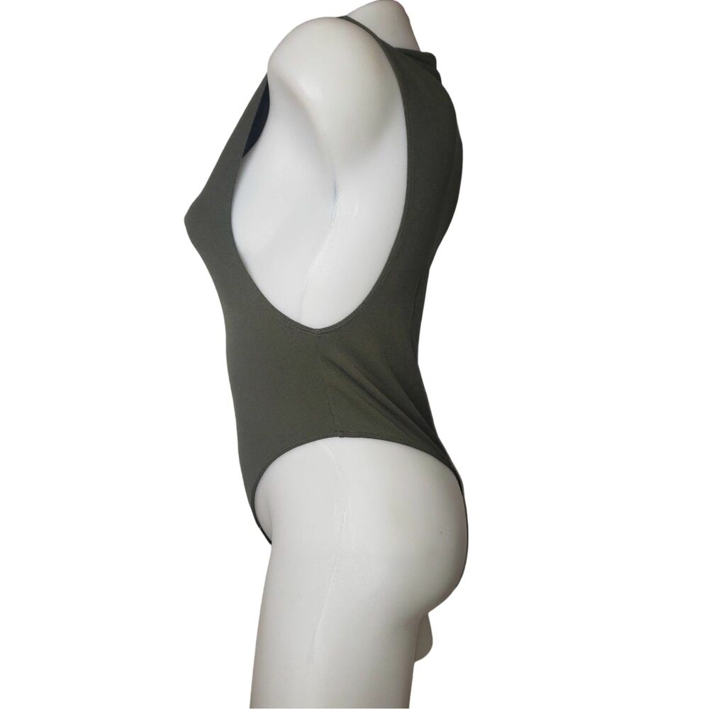 MAD RAG Olive Green Open Sides Sleeveless Thong Bodysuit Womens Size Medium - Picture 3 of 7
